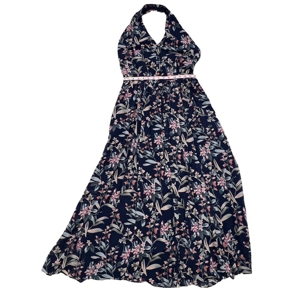 Anthropology Gal Meets Glam Siena Navy Floral Halter Button Maxi Dress Sz 8 NWOT - Picture 11 of 16